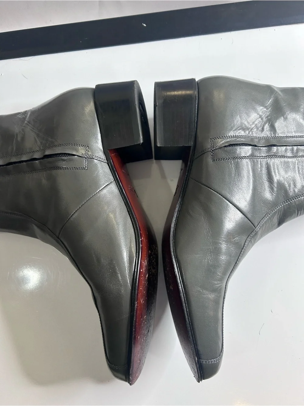 Florsheim DUKE 17087-02 Mens Sz 13 EEE Gray Leather Bike Toe Zipper Dress Boots